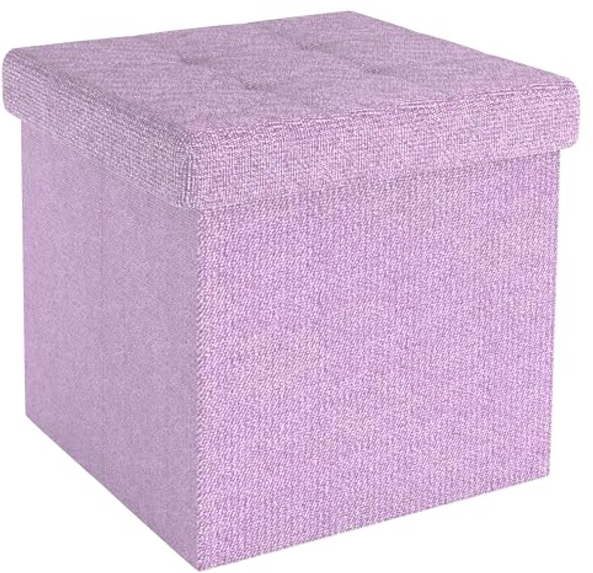Opvouwbare Hocker 38x38x38cm in Lotusroze - Zitkubus met Opbergruimte en Bekleding van Stof