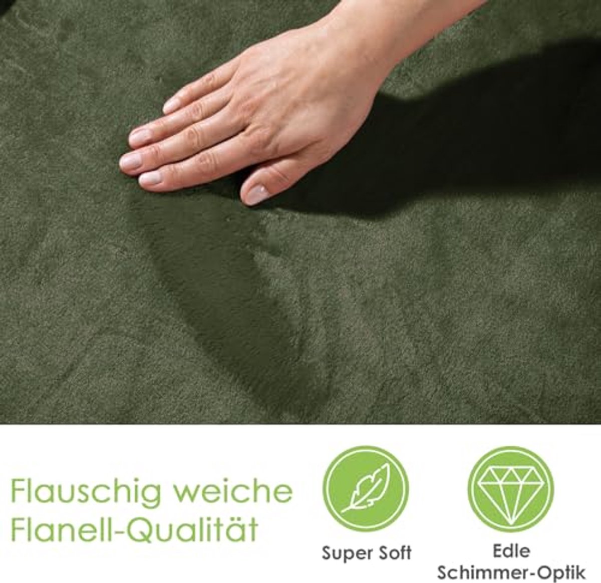 Zachte Flanellen Knuffeldeken XXL - Ideaal als Woondeken of Bankdeken in Olijfgroen - 220 x 240 cm