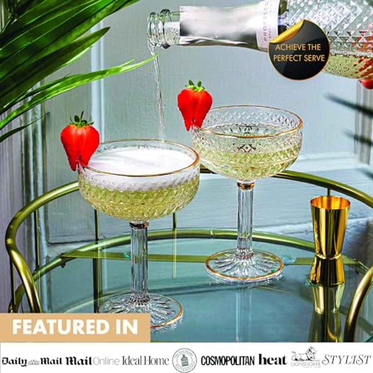 Set van 4 Luxe Kristallen Coupe Glazen - Perfect voor Cocktails en Champagne — cadeau in Kookcadeaus - foto 3