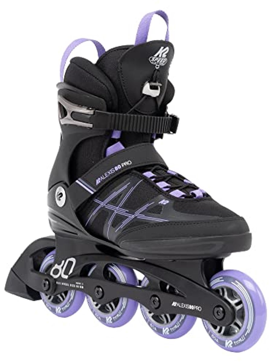 Inlineskates voor dames met 80 mm wielen - Zwart - Lavendel