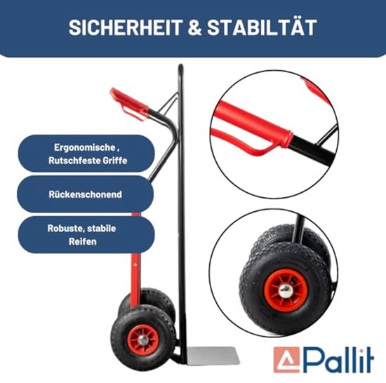 Pallit DIABLO Hand Truck, 200 kg, High-Quality Steel, Ergonomic Transport Trolley for Warehouses, Removals, Camping, Transport Truck, Stacking Truck