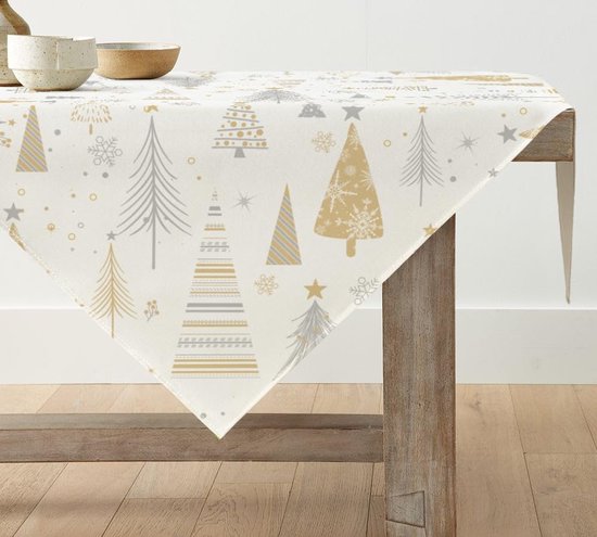 smiry Tafelkleed voor Kerstmis, afwasbaar, 140 x 100 cm, afveegbaar rechthoekig polyester tafelkleed met heilige bladeren, wasbaar tafelkleed voor eetkamer, feest en festival, rood
