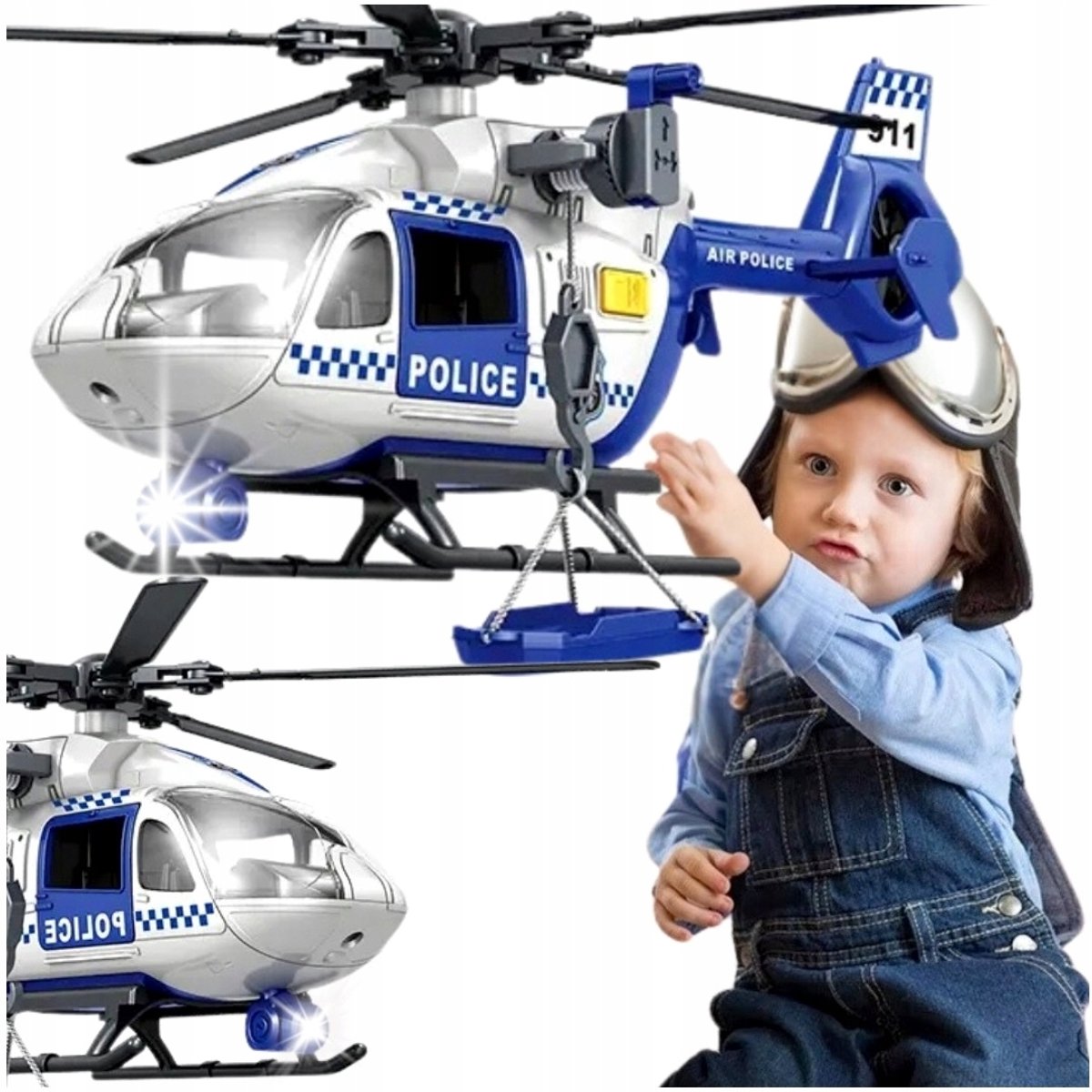 Politiehelikopter met lier, licht en geluid - reddingsmissies