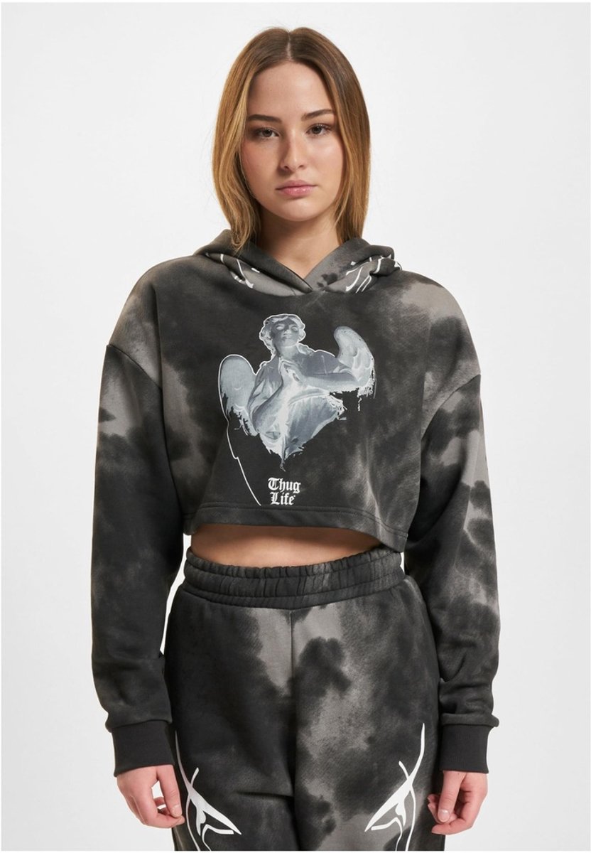 Thug Life - Sky Crop Hoodie - M - Zwart/Grijs
