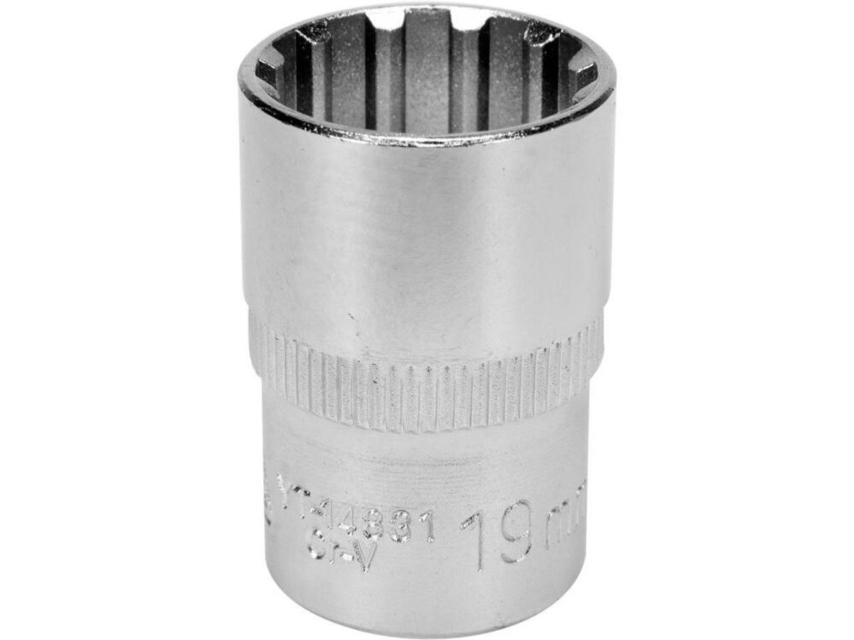 Yato 1/2" Spline Dop 19mm, 38mm Lengte - Kwaliteitsdoppensleutel