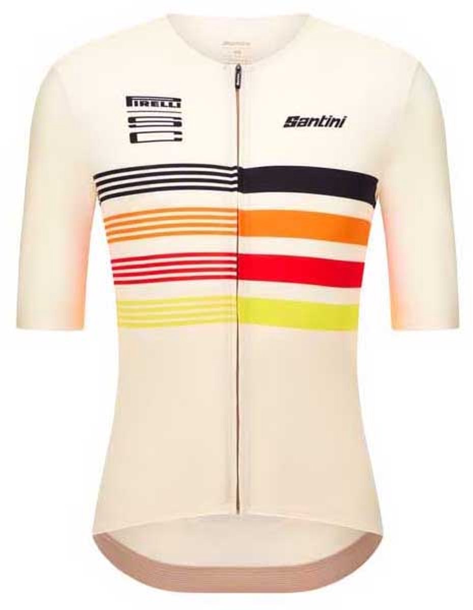 Santini Pirelli Tape Korte Mouw Wielertrui Wit L