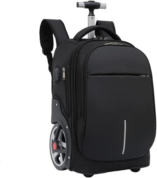 Strapless reistas, rollende laptoptas met grote wielen, handbagage laptoptrolleytas, waterbestendig stijlvol, gemakkelijk op of neer te klimmen trappen voor studentenreizen en zaken, zwart Strapless reistas, rollende laptoptas met grote wielen, handbagage laptoptrolleytas, waterbestendig stijlvol, gemakkelijk op of neer te klimmen trappen voor studentenreizen en zaken, zwart