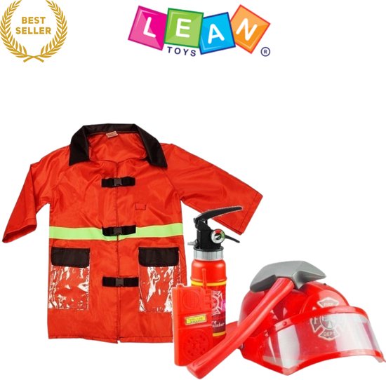 FireHero Brandweer Verkleedset Kind met Helm, Jas & Accessoires – Inclusief Brandblusser, Walkietalkie, Bijl, Breekijzer & Badge – Realistisch Brandweer Kostuum voor Jongens vanaf 3 Jaar – CE Gecertificeerd Speelgoed – Met Ebook