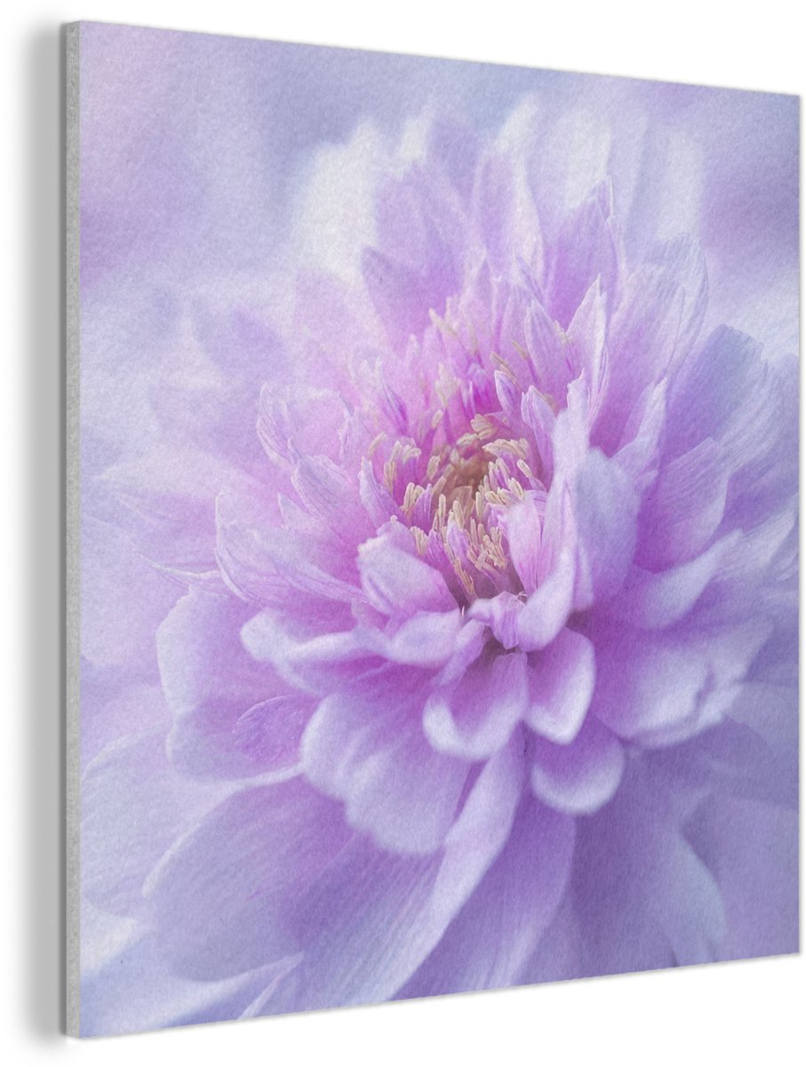 Akoestisch wandpaneel 40x40 cm - Vilt schilderij Paars - Dahlia - Dromerig - Akoestische panelen - Geluidsdempende wanddecoratie - Geluidsisolatie woonkamer - Muurdecoratie geluidspanelen