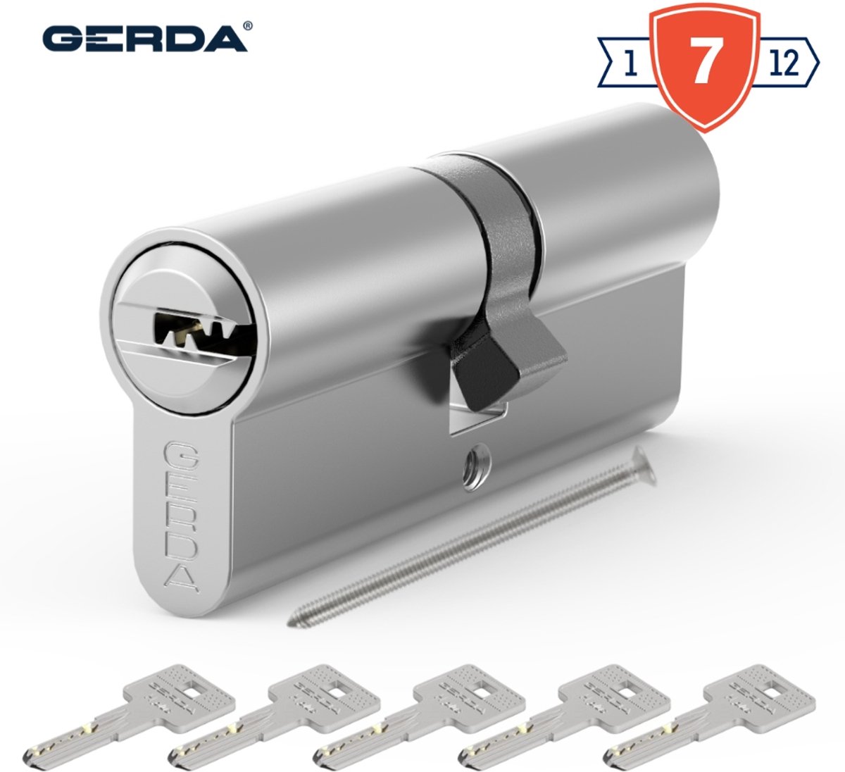 Gerda H Plus Cilinder 40/40mm Nikkel - 5 Sleutels - Beveiligingsklasse 3