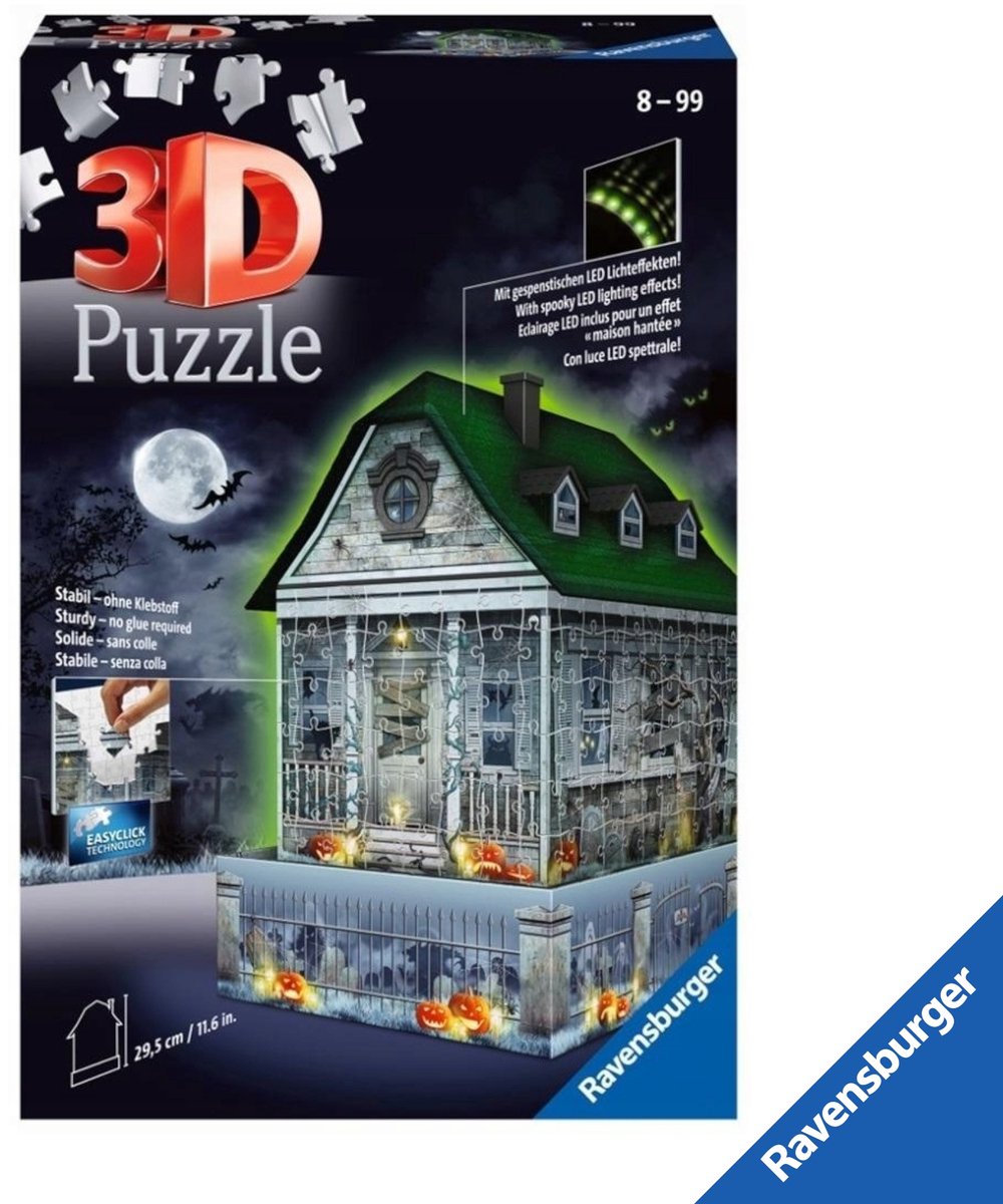 Ravensburger 3D-puzzel "Spookhouse" - 216 stukjes, lichte ondergrond