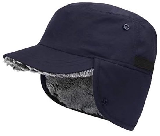 Bonnet d'hiver avec cache-oreilles pliables - entièrement doublé de fausse fourrure chaude