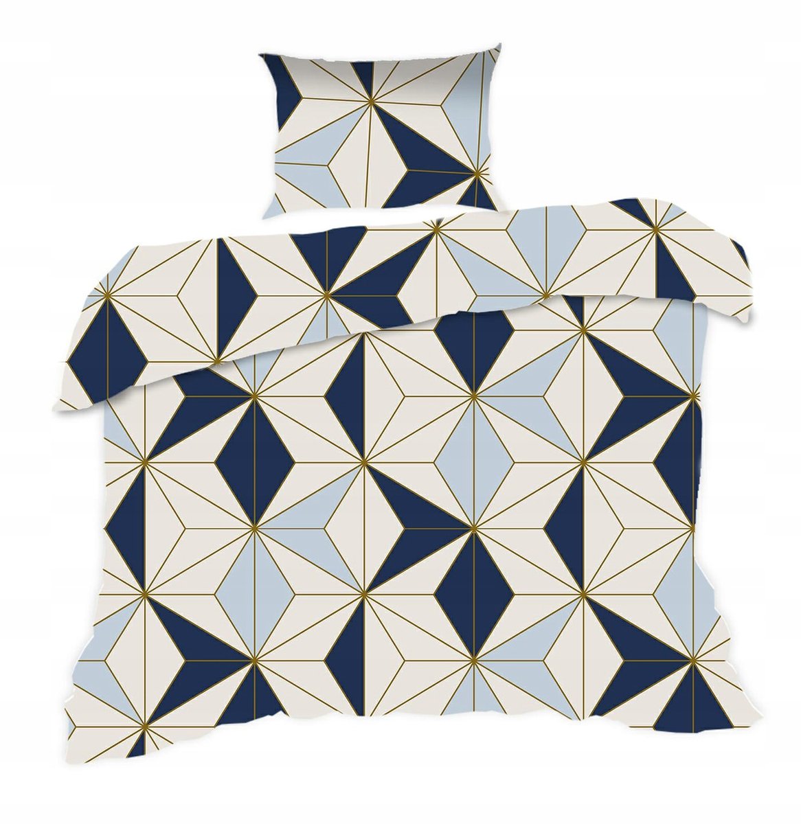 Dekbedovertrek 140x200 Katoen Geometrisch Blauw Navy Classic