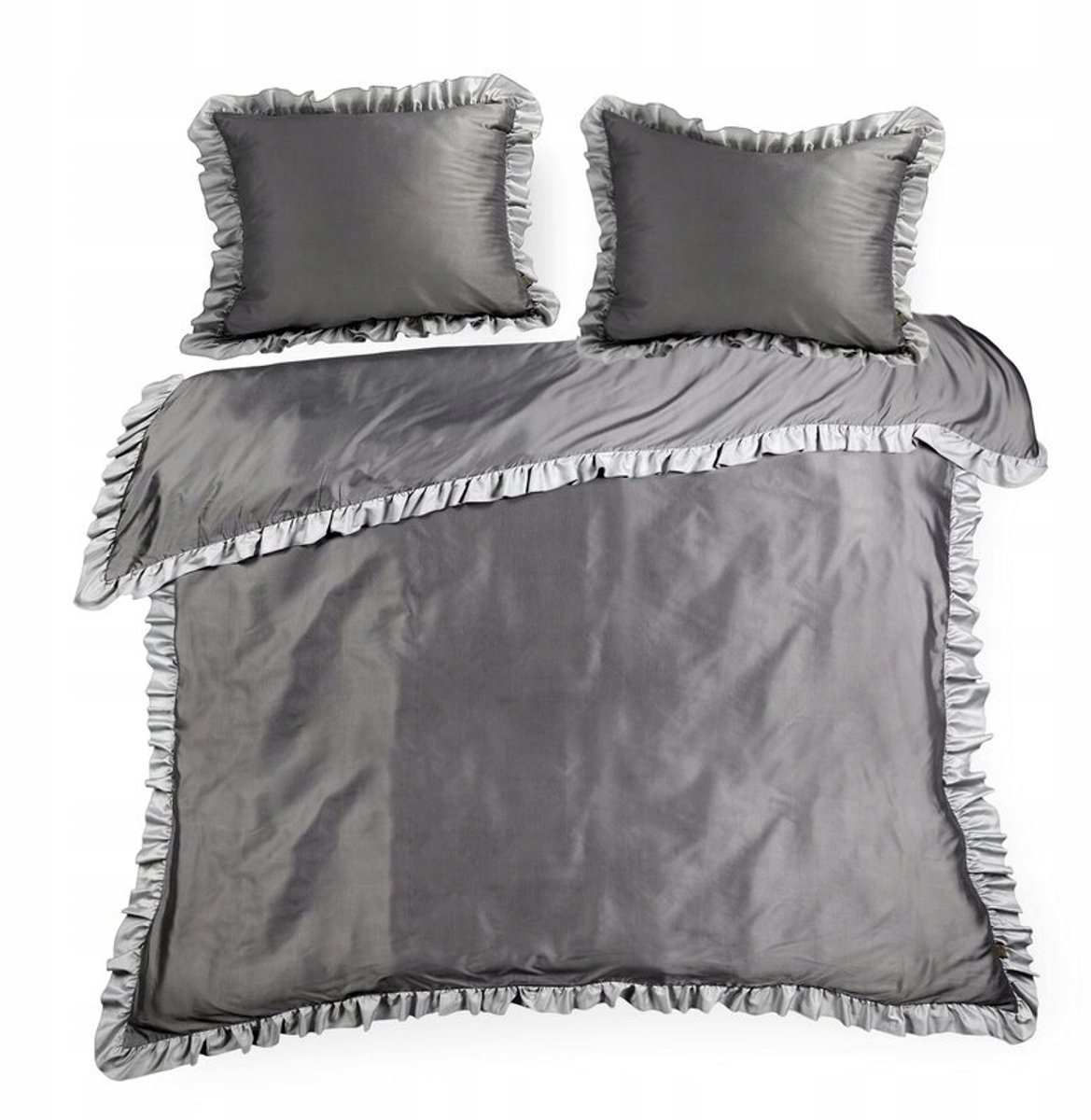 Eliza Dekbedovertrek 220x200 Staalgrijs met Ruche