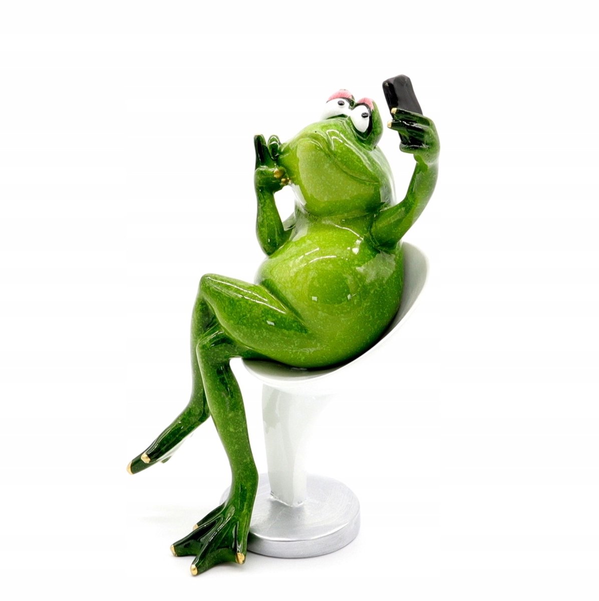 Keramische Kikker Figuur - Grappige Selfie Decoratie voor Huis & Tuin