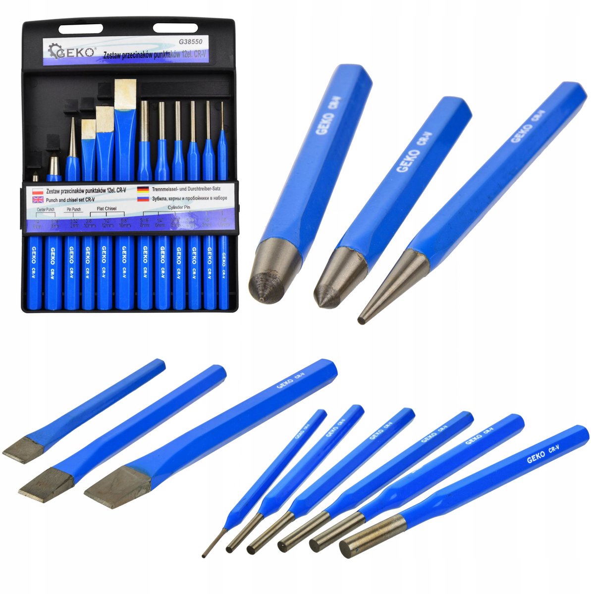 12-delige Set Stempel-, Snij- en Uitslaggereedschappen Cr-V