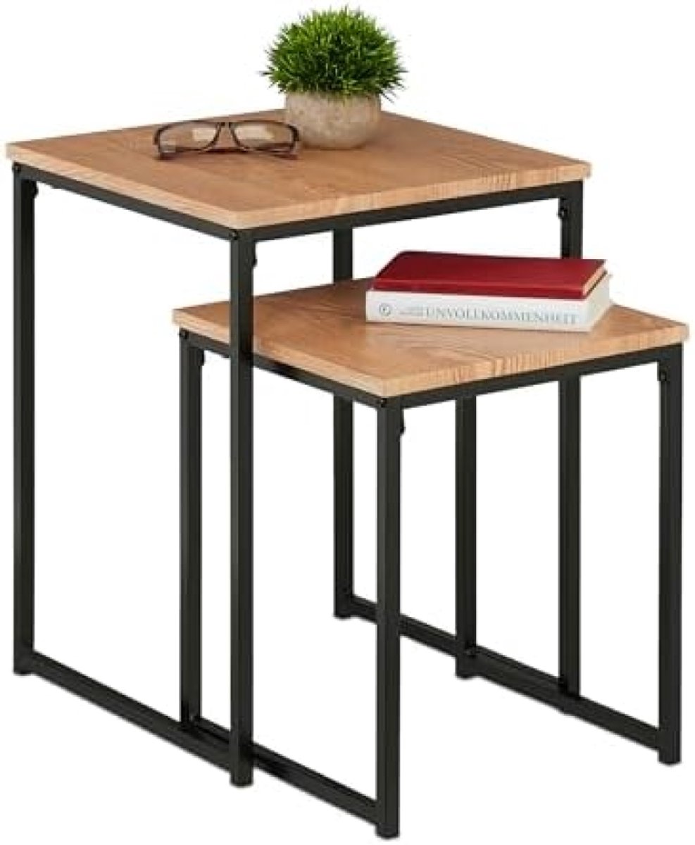 PromoHome Stapelbare Bijzettafel Set van 2 - Ruimtebesparend Design