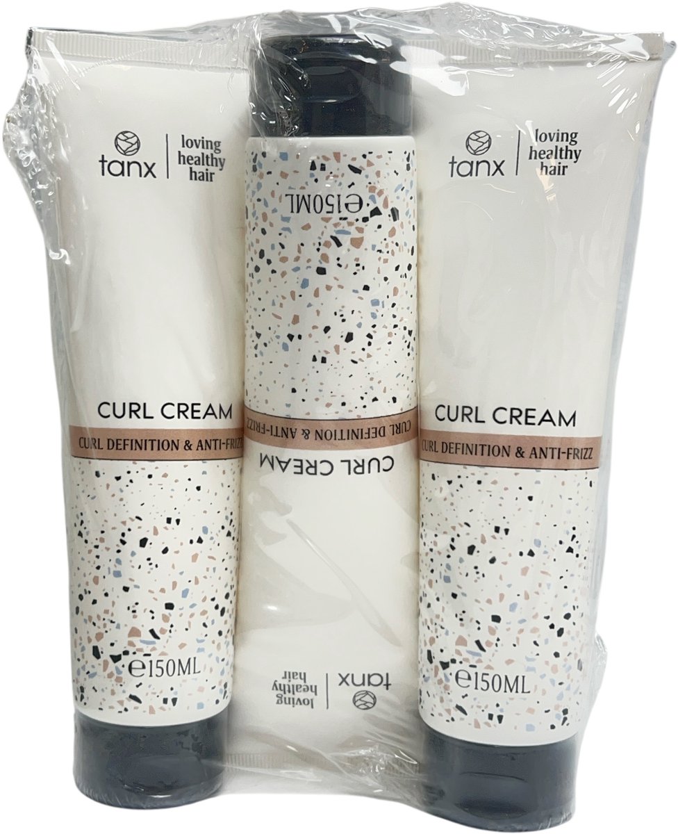 3 x Tanx Professionele Curl Cream 150 ml Krulcreme Kruldefinitie & Anti Frizz By Phytodess Paris