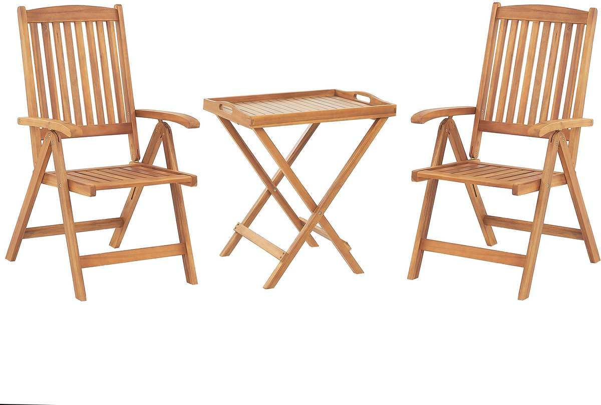 JAVA - Bistroset voor 2 - Lichte houtkleur - Acaciahout