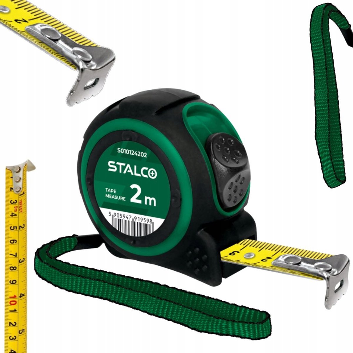 Stalco Rolbandmaat 2m x 16mm met Vergrendeling - Duurzaam ABS
