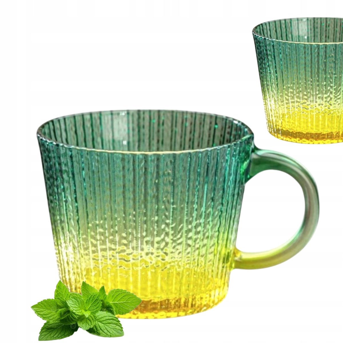 Geribbelde Glas 380ml - Stijlvolle Mok voor Koffie, Thee & Desserts