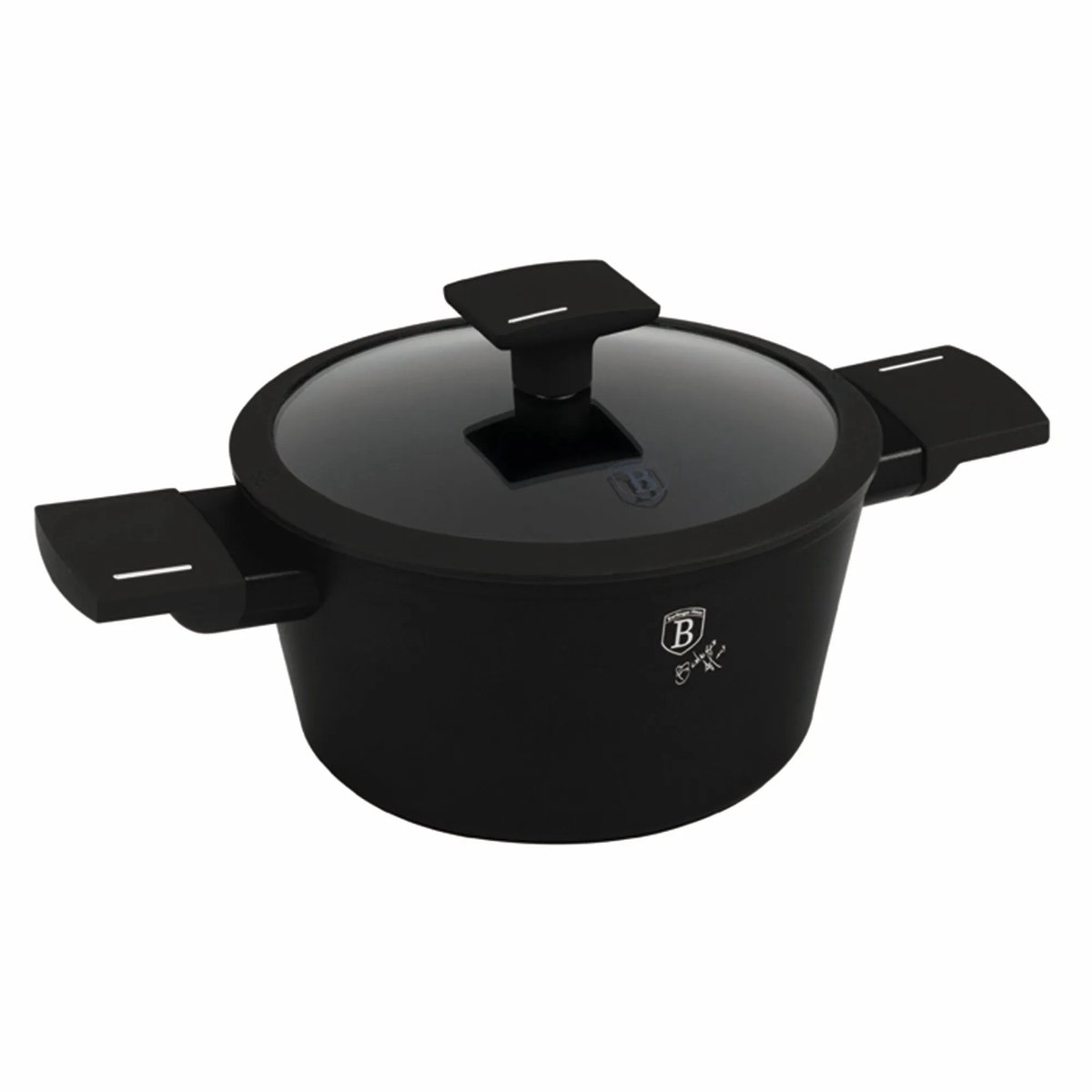 BerlingerHaus Braadpan 20cm Mat Zwart met Deksel - TitanPro Antiaanbaklaag