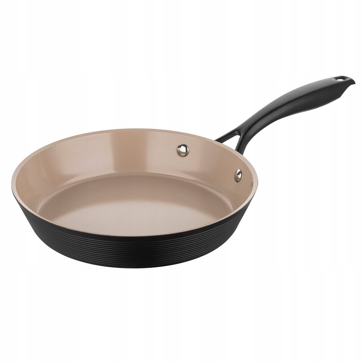 Florina Carina Black Koekenpan – 24 cm – Geschikt voor Gas, Inductie, Elektrisch en Keramisch Fornuis, Ovenbestendig tot 180°C – Aluminium met Keramische Coating – Roestvrijstalen Handgrepen – Zwart en Champagne