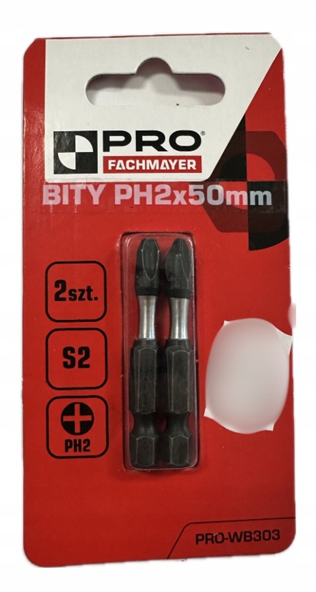 PRO Bit PH 2 x 50 mm S2 Zwart - Set bevat 2