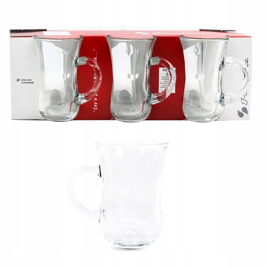 6x Turkse thee schoteltjes glazen bord Cay Tabagi
