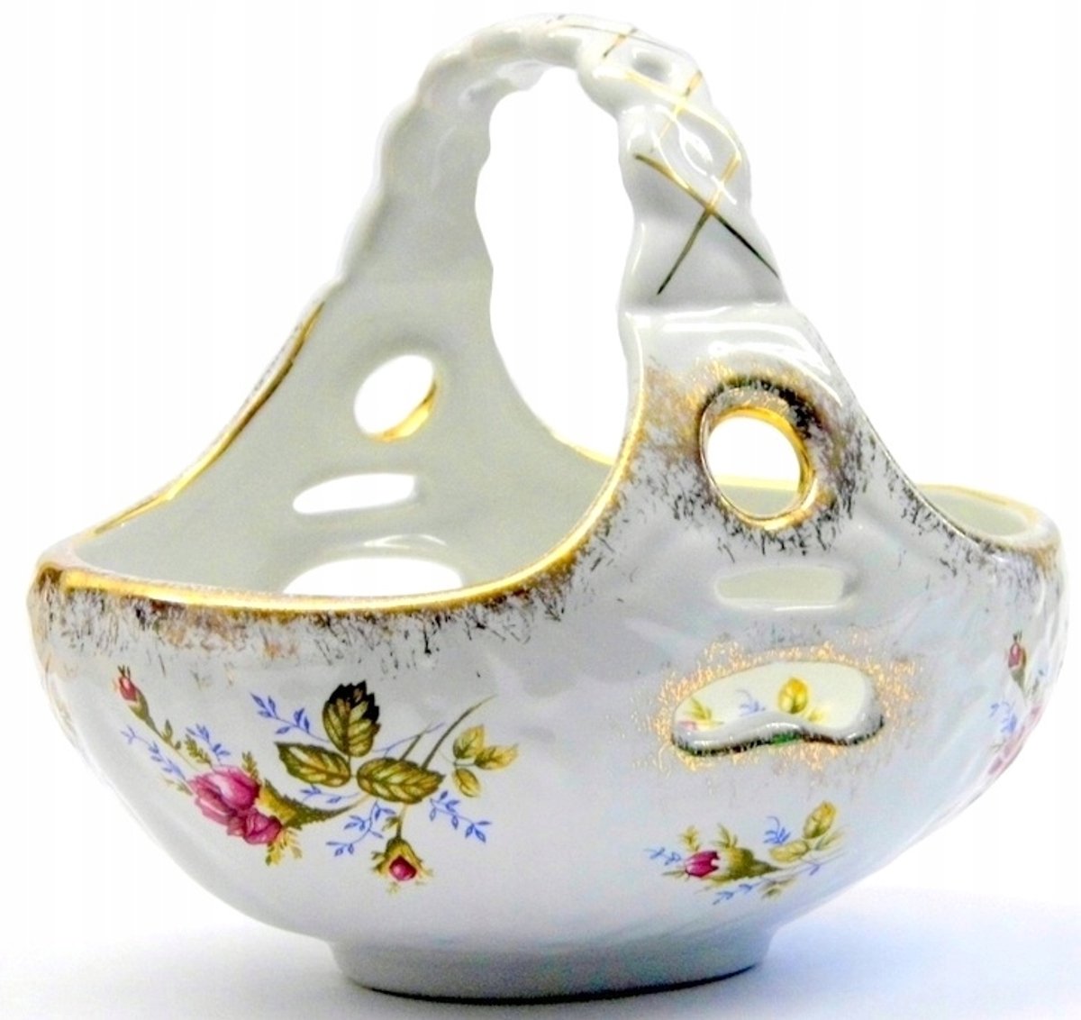 Ajour Porseleinen Mand Goud Decoratie - 18 cm