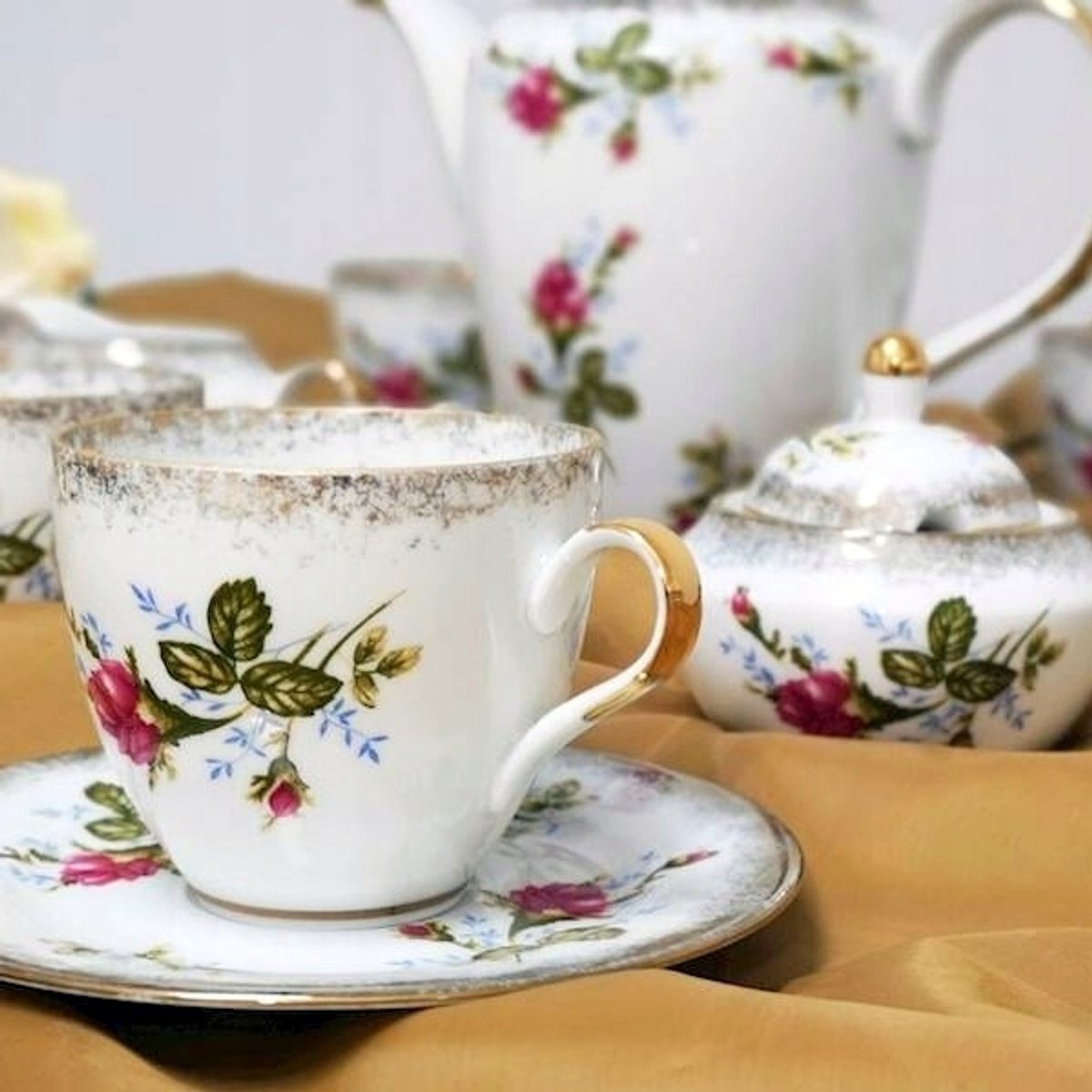 Malcer Rita Koffieservies 6 Personen, 15 Delen, Goudkleurig