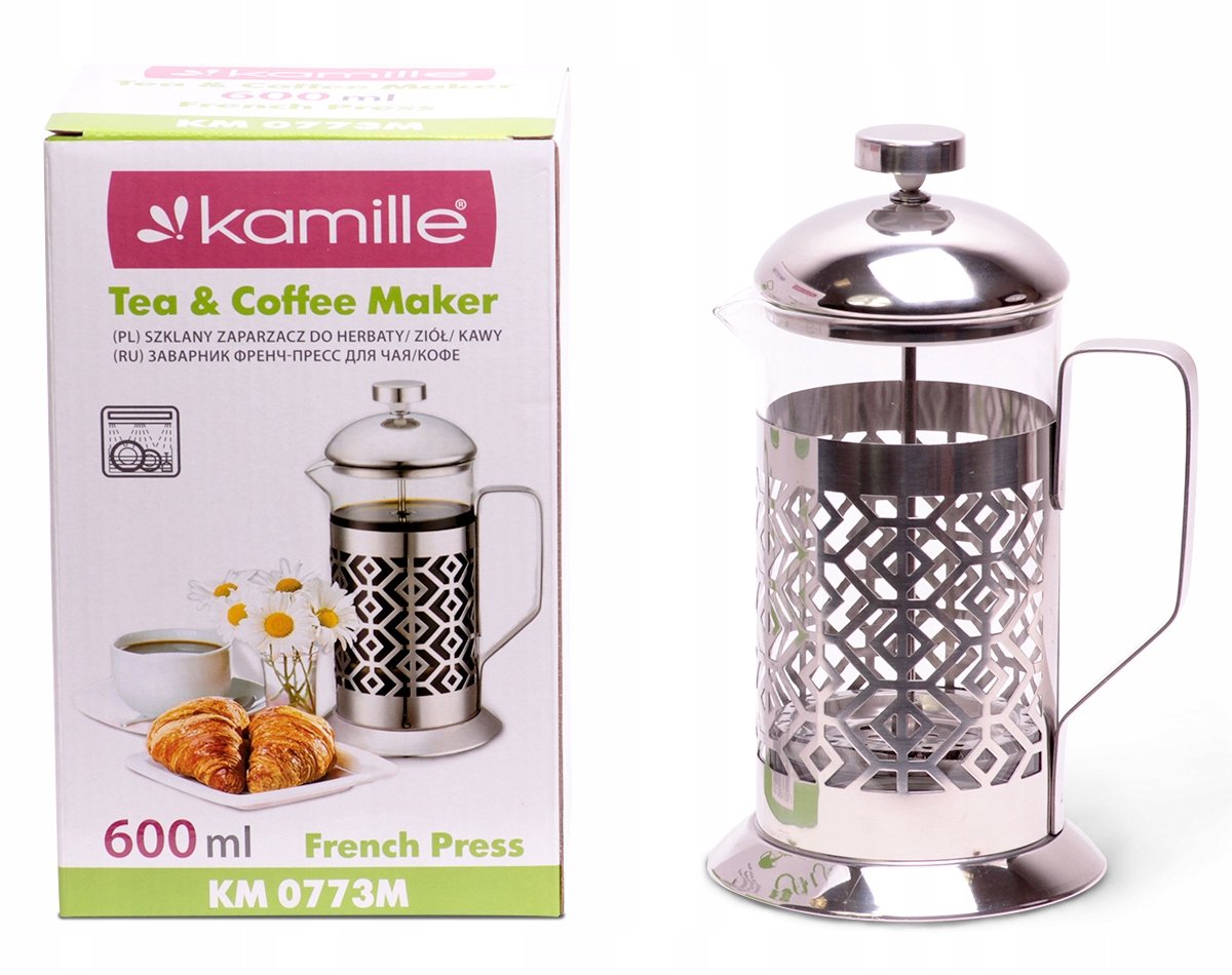 Glazen Koffie & Theemaker 600ml Met Filter - Kamille