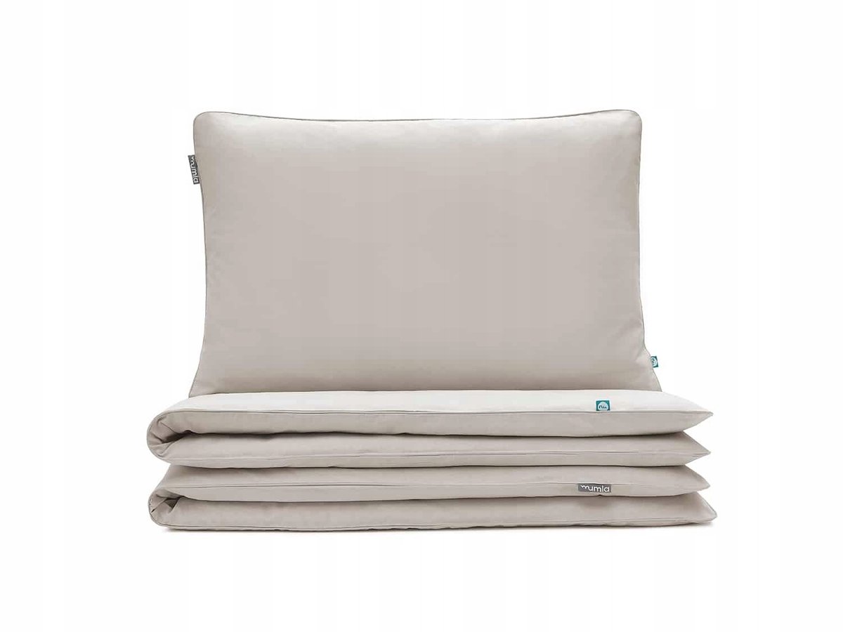 Basic beige katoenen dekbedovertrekset 140x200 cm met kussensloop 80x70 cm