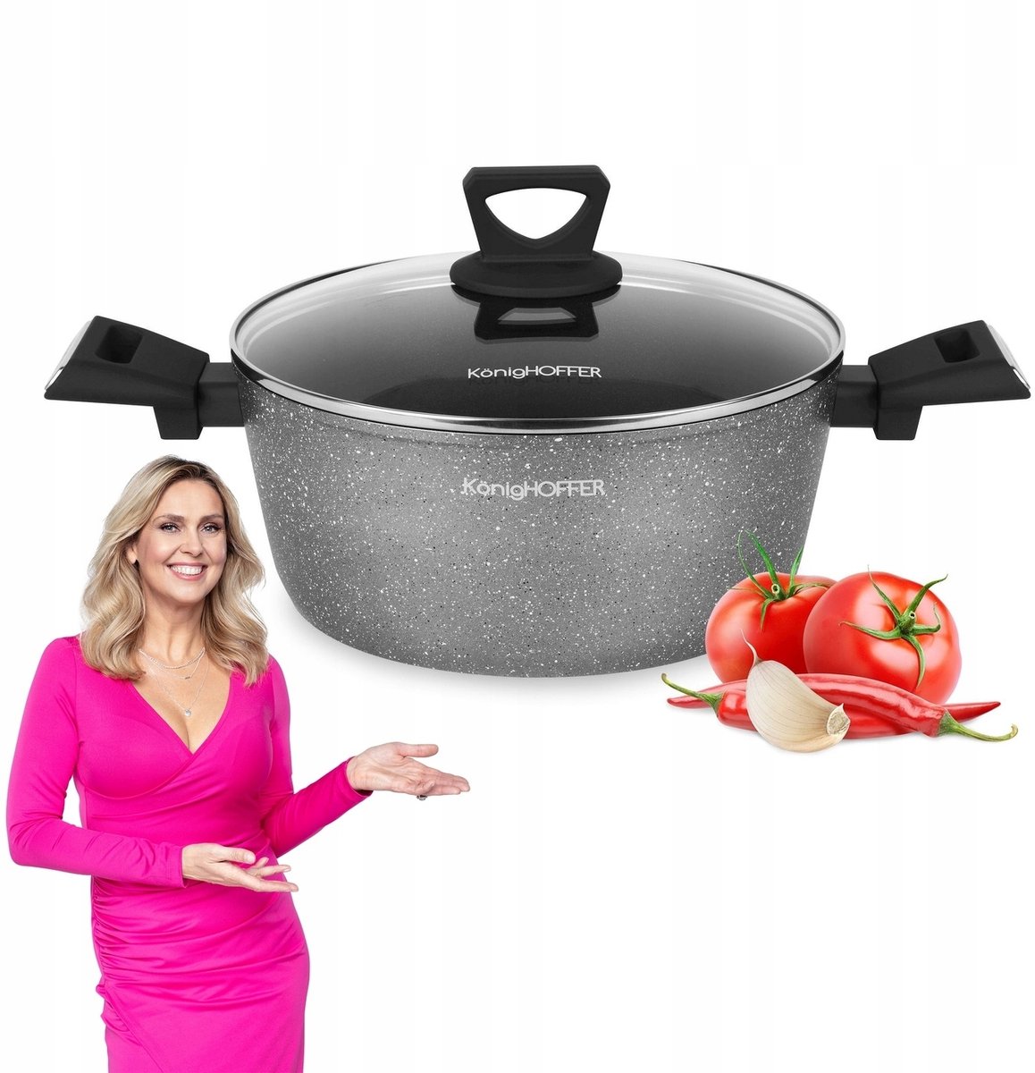 Konigoffer Grijze Marmite 3,9L 24cm - Inductie, Anti-aanbak