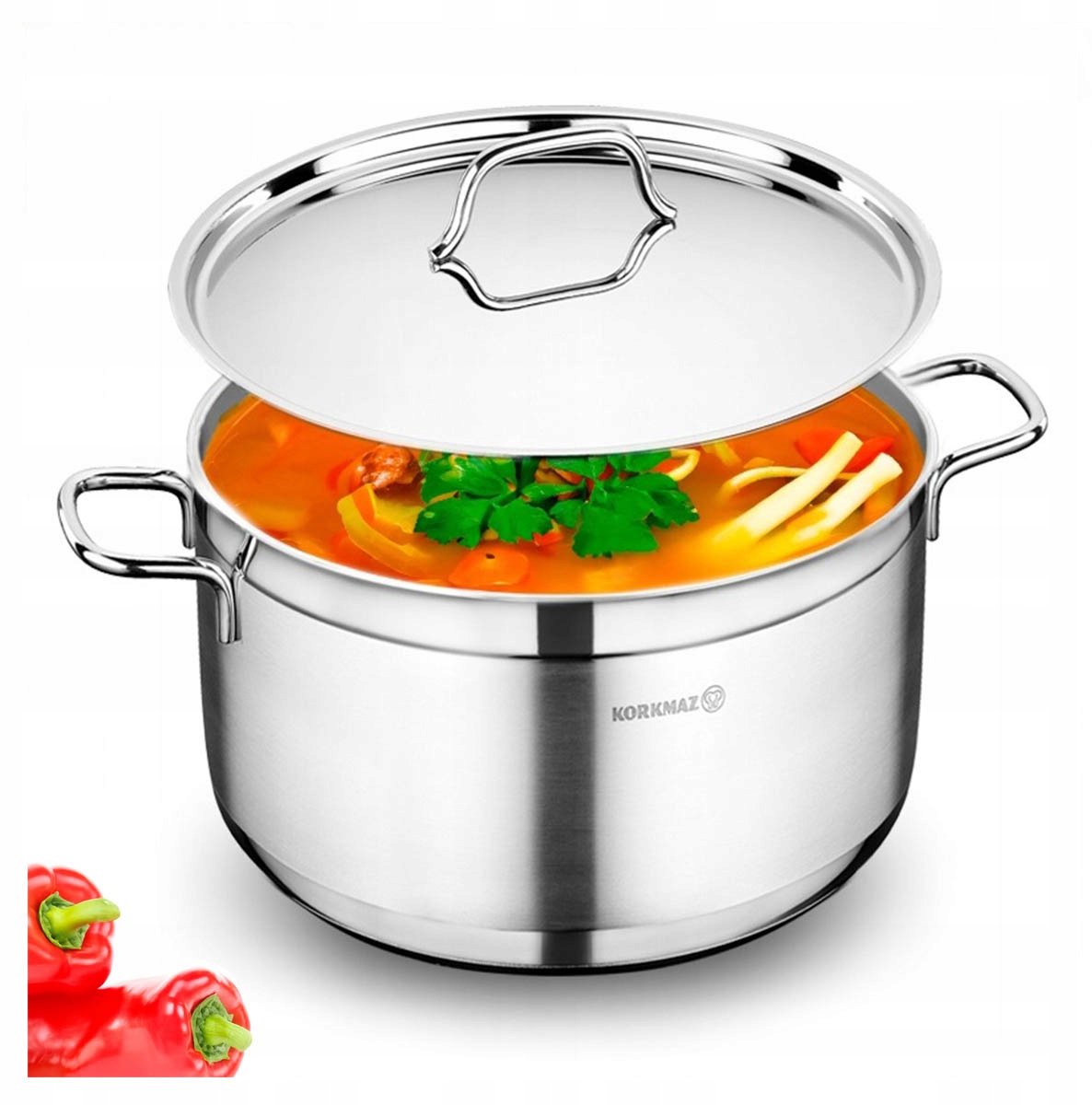 Korkmaz Alfa Pan 8,5L RVS, 28cm, Inductie & Gas, Inclusief Deksel