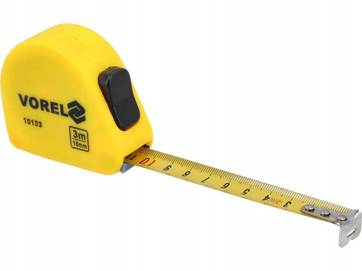 Rolbandmaat 3m x 16mm met softgrip en een clip