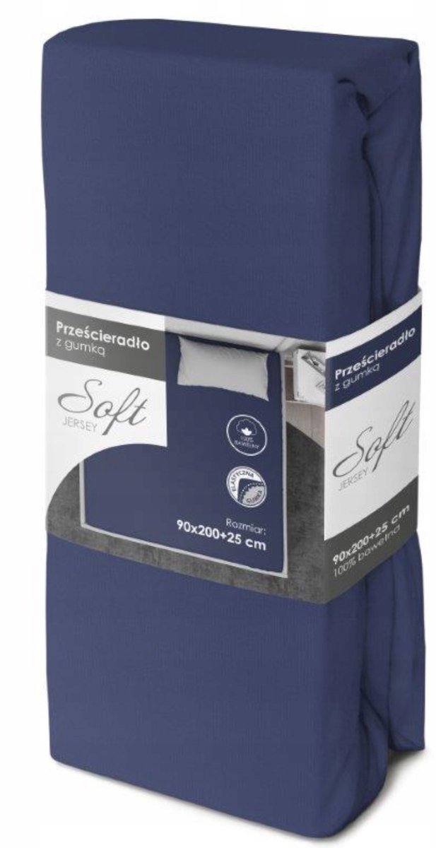 Hoeslaken Jersey Katoen 90x200cm Donkerblauw met Elastiek
