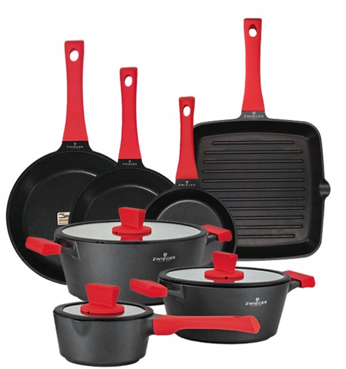 Zwieger Obsidiaan Pannenset met Koekenpannen - 10 Stuks