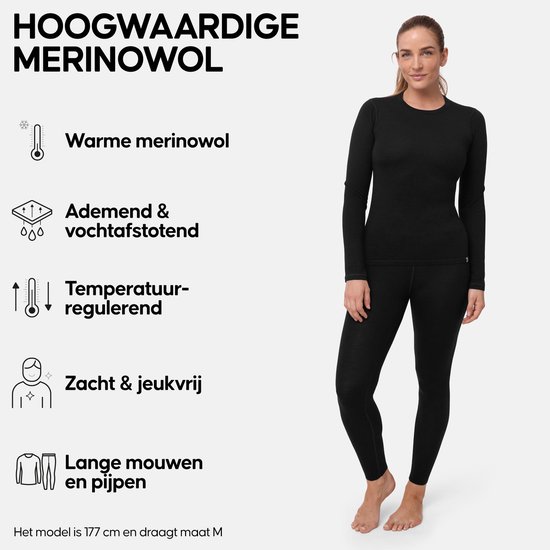 DANISH ENDURANCE Thermoset voor Dames - van Merino Wol - Ademend - Zwart - Maat S — afbeelding 5