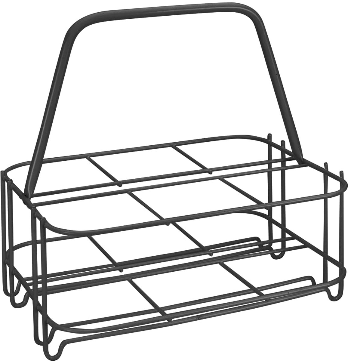Unyqoos® Metalen flesdrager voor zes flessen met coating en handvat