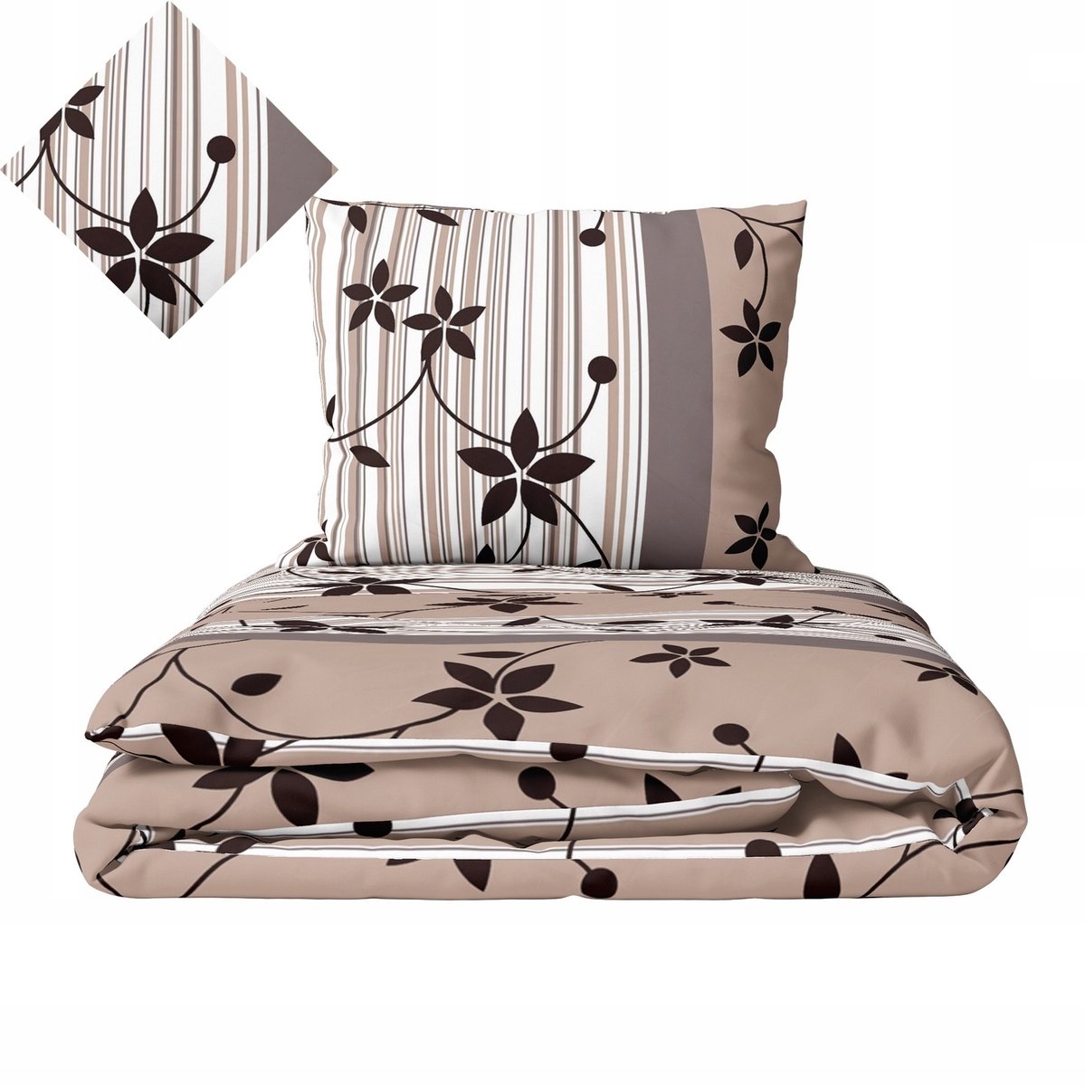 100% katoenen dekbedovertrekset 140x200cm - Beige Ranken