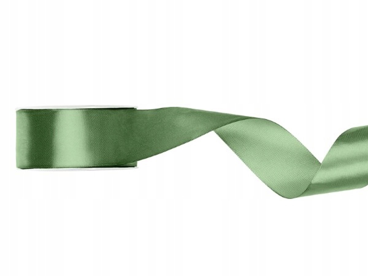 Saliegroene Satijnen Lint - 25mm x 25m