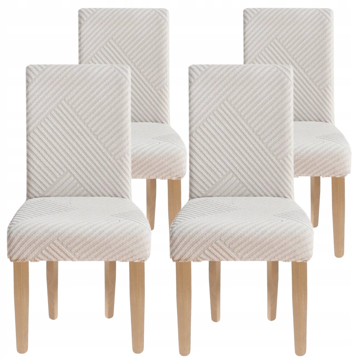 4x Stoelhoes Jas Grijs Jacquard Geribd Dik