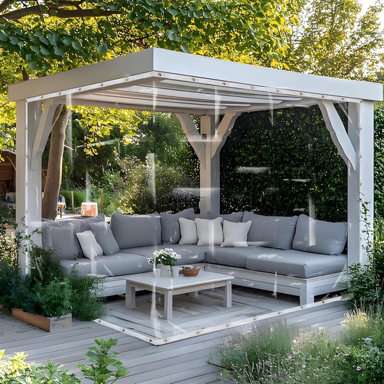 Bâche en PVC transparent - Imperméable - Bâche - Véranda - Auvent - 350 g/m² - Coupe-vent - Wit - 3 m x 4 m