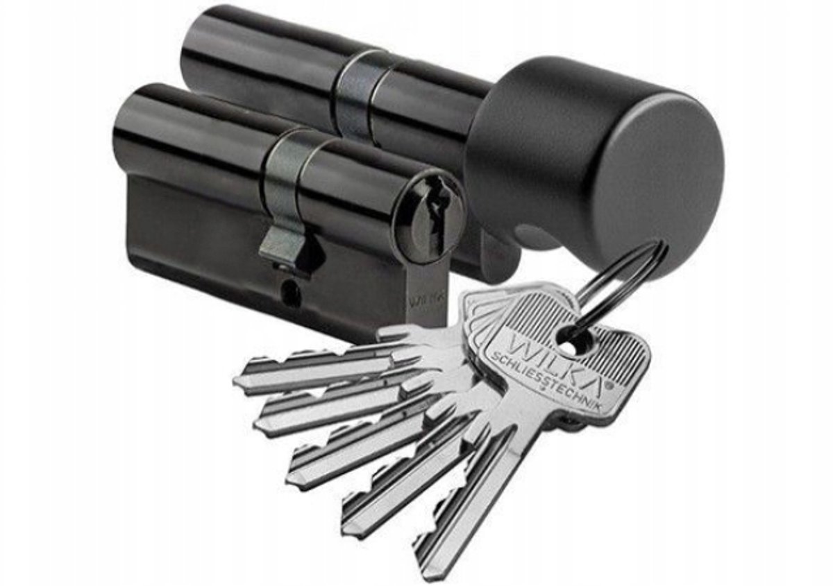 Wilka Cilinderslotset 30/45 + 45/30mm met 5 sleutels - Zwart