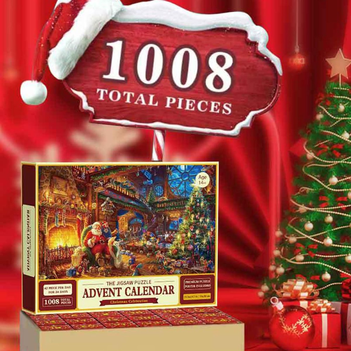Puzzle de l'Avent de Noël - 24 Jours pour Tout-petits,1000 Pièces Calendrier De Compte À Rebours Puzzle Animal | Pour Adultes Rassemblements Familiaux Soirée Jeux