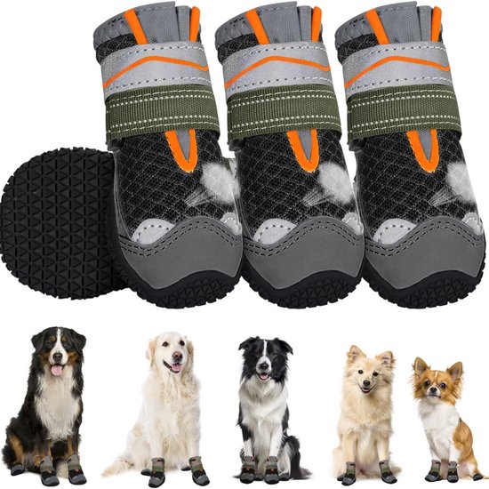 COODEO Hondensokken om likken van poten te voorkomen, genezende laarzen en pootbeschermers met antislip bodem voor wondbescherming, waterdichte mouwschoenen om te likken (Grijs, XL_Links