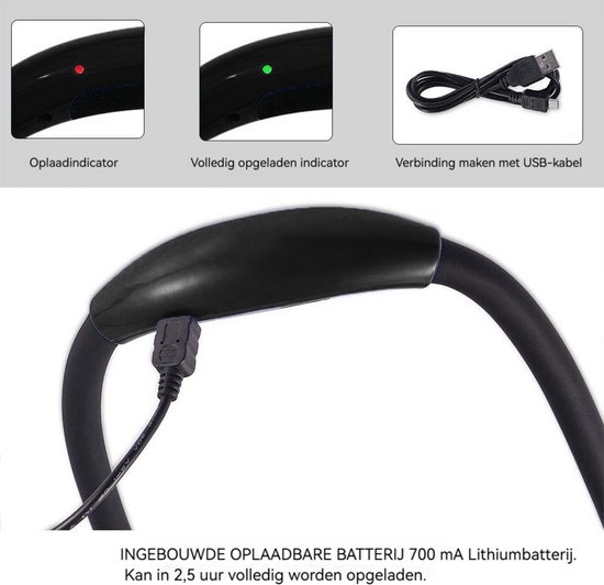 Oplaadbare LED Leeslamp - Handsfree Neklamp, 3 Helderheidsniveaus, Flexibel voor Lezen in Bed van FlowingTail — afbeelding 5