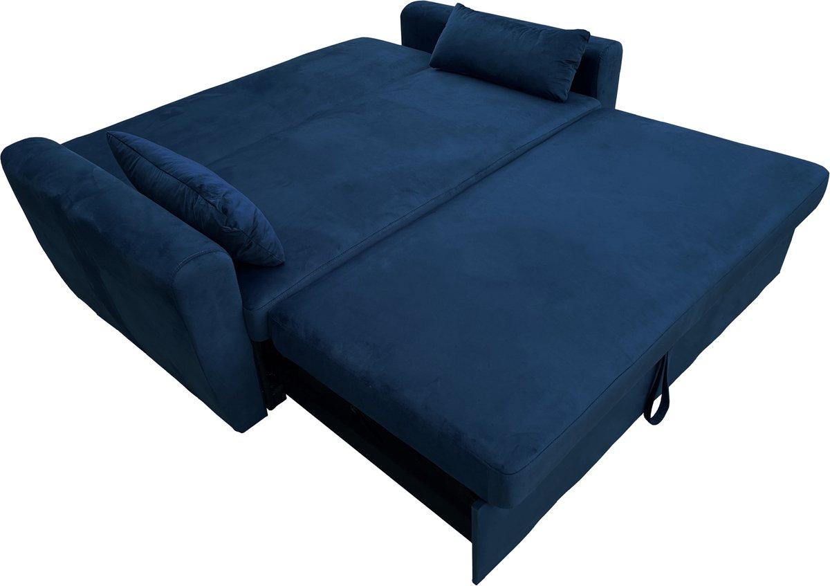 MATT 2 zits slaapbank blauw fluweel
