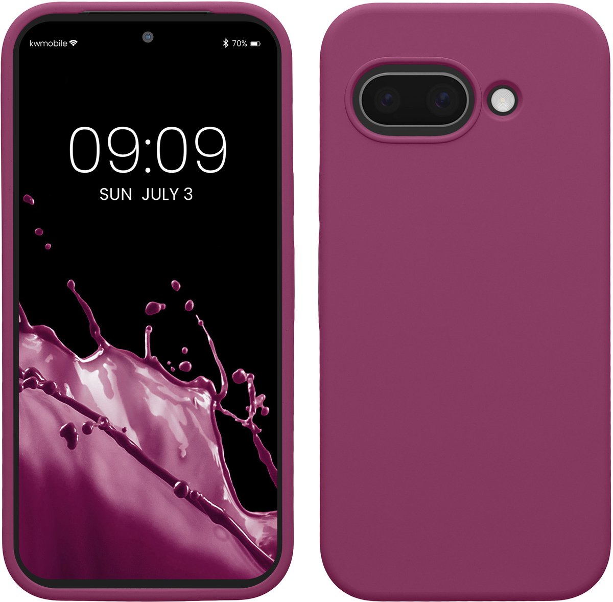 kwmobile telefoonhoesje geschikt voor Google Pixel 9a - Hoesje met siliconen coating - Smartphone case in magenta-lila
